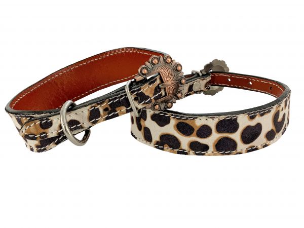 Genuine Leather Dog Collar Leopard Print