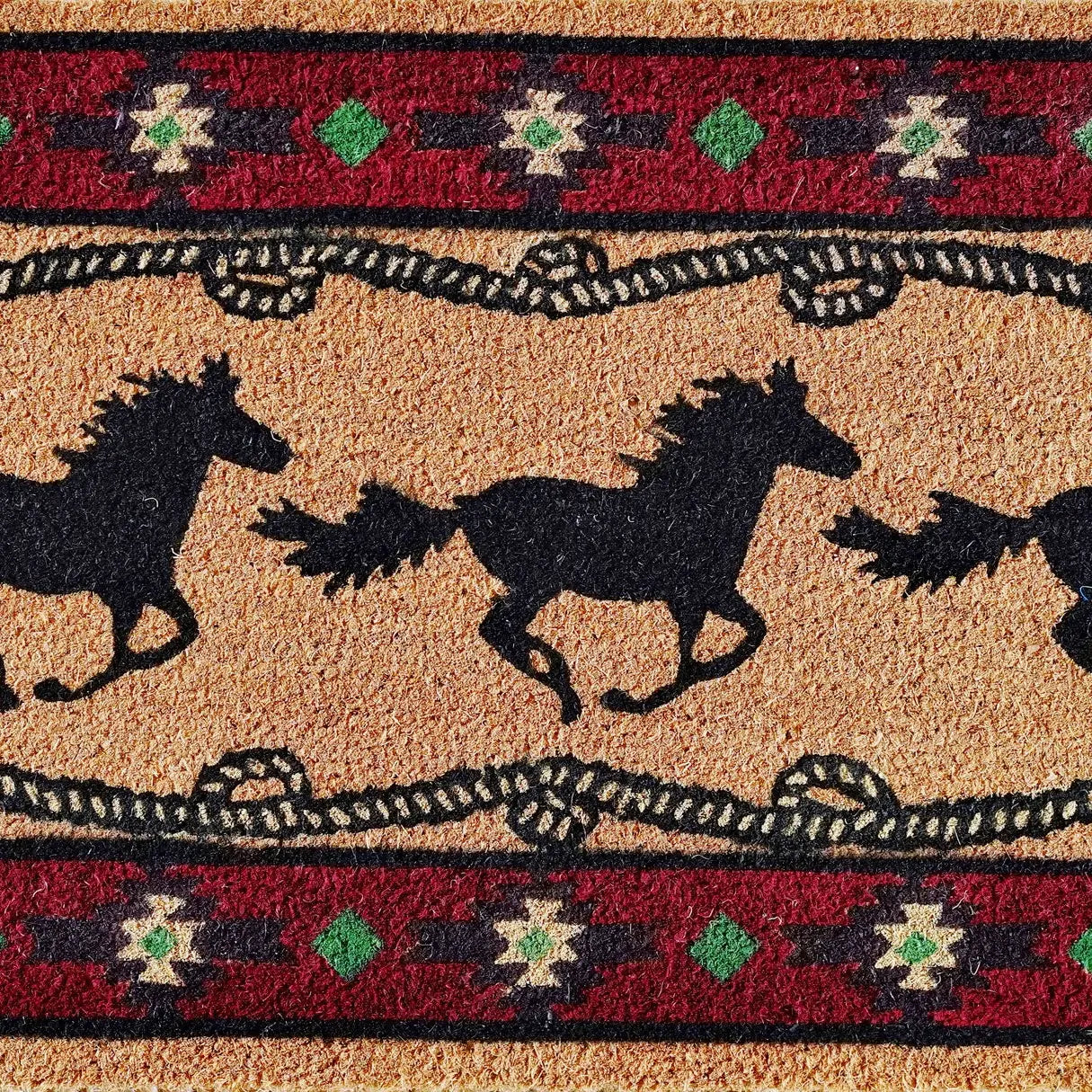 Running Horses Outdoor Coir Mat