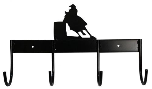 4 Hook Tack Rack with Barrel Horse Design