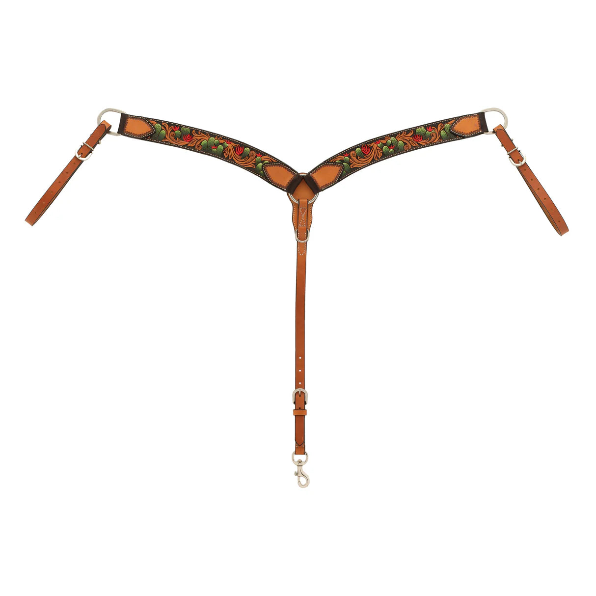 Turquoise Cross Cactus Tooled Contoured Breastcollar