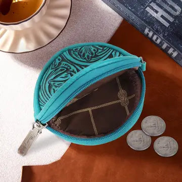 Wrangler Floral Tooled Circular Coin Pouch Bag Charm