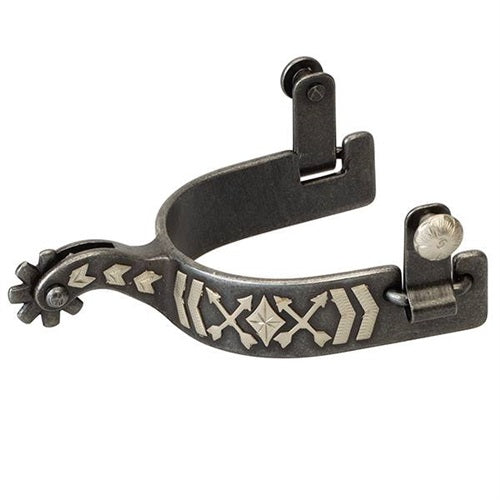 Mens Arrow Cross Rowel Spur Black
