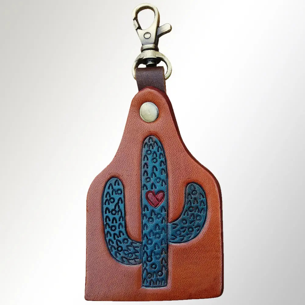 Ladder Cactus Hearts Leather Keychain