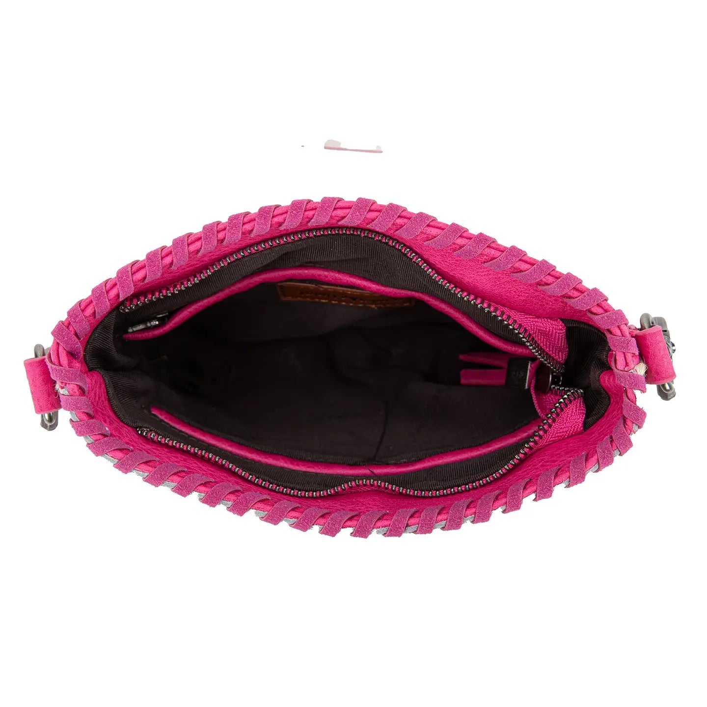 Trinity Ranch Cowhide Fringe Crossbody -Hot Pink