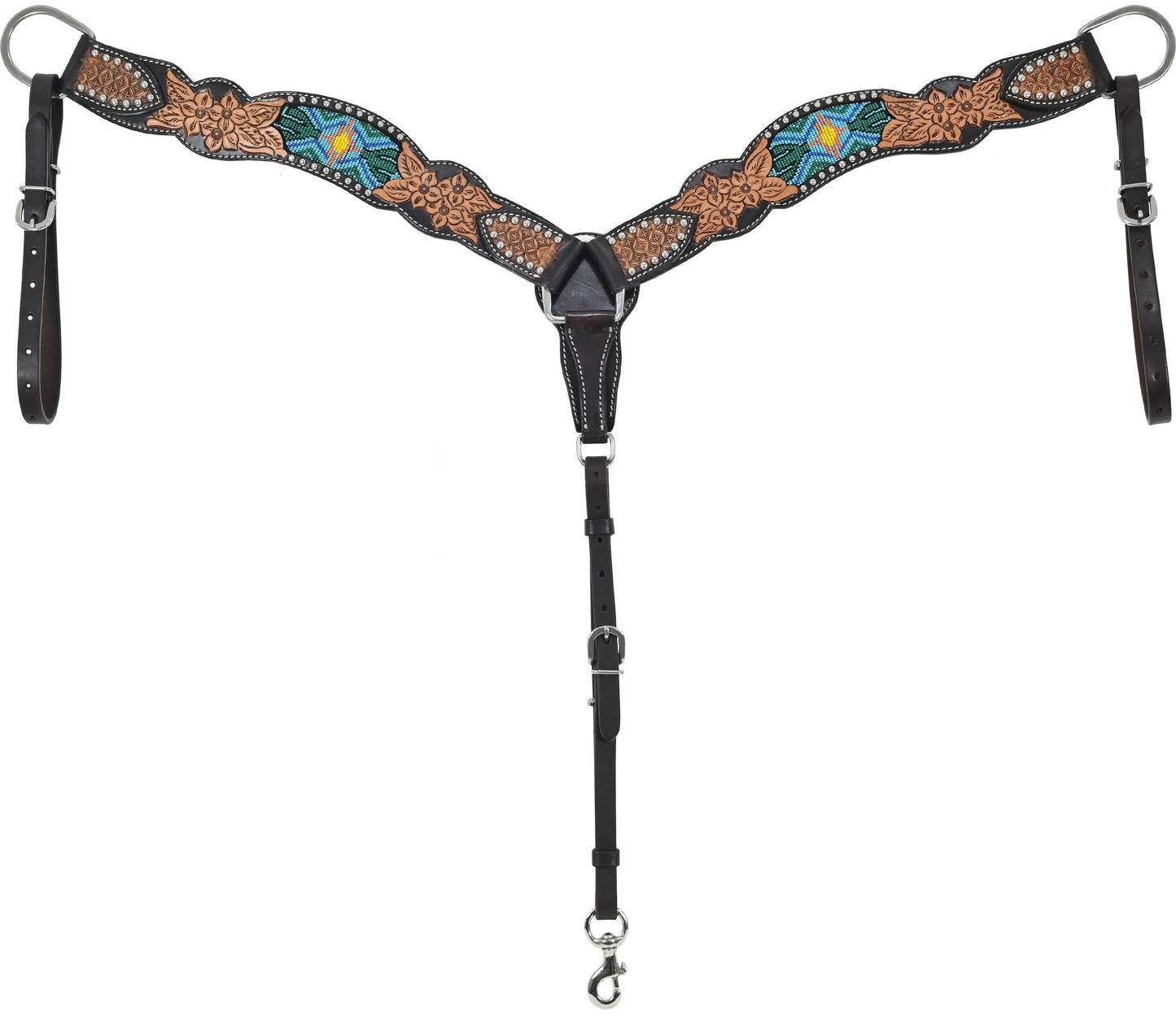 Rafter T Beaded Cactus Inlay Breast Collar