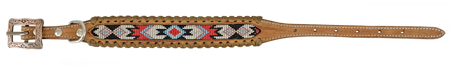 Red/White/Black/Baby Blue Beaded Dog Collar