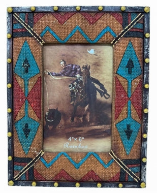Native Aztec 4x6 Resin Tabletop Picture Frame - Turquoise/Red