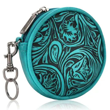 Wrangler Floral Tooled Circular Coin Pouch Bag Charm