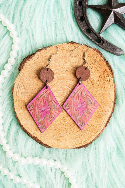 Roselle Wood Diamond Earrings