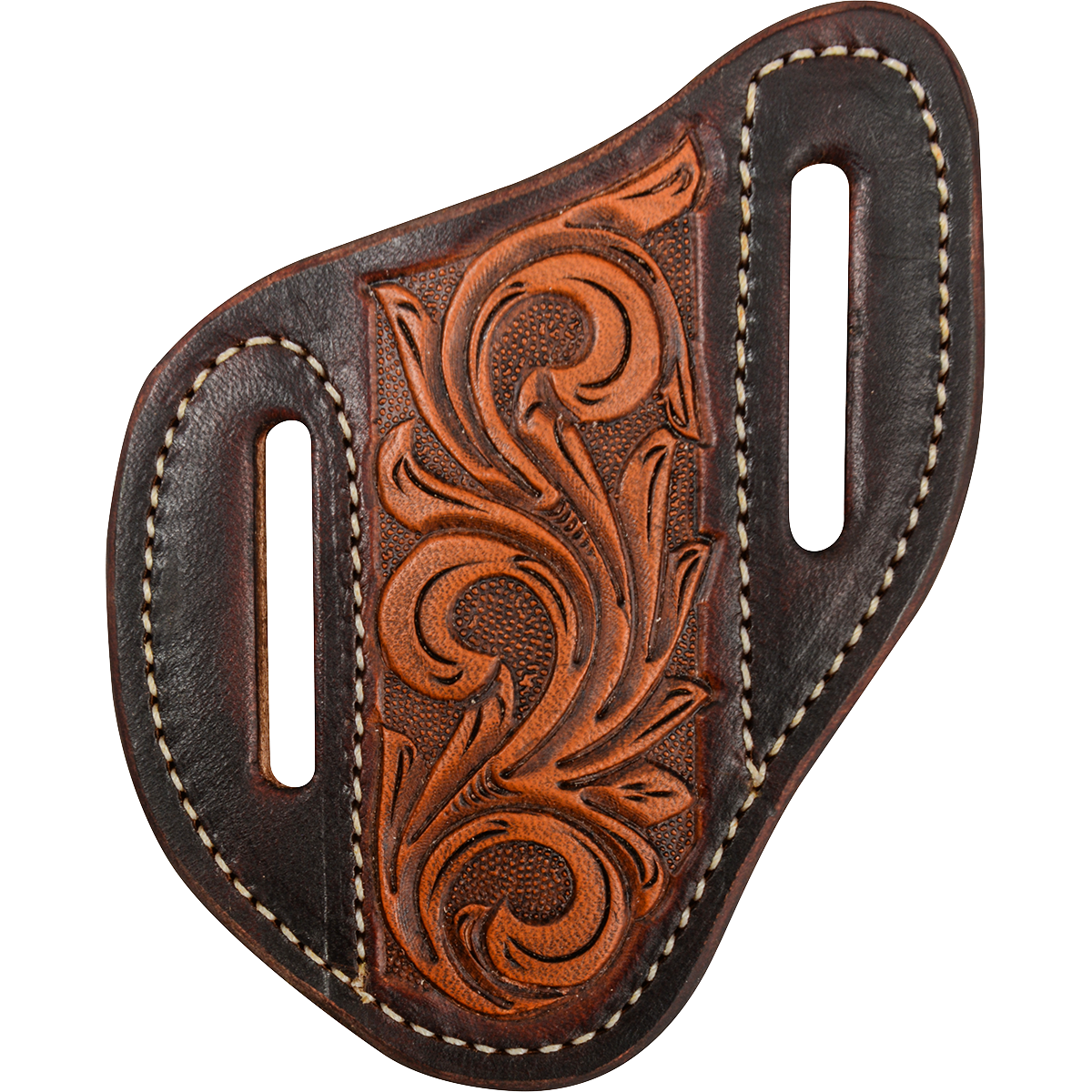 Martin Saddlery Angled Knife Sheath with Dyed Edge and Floral Tooling