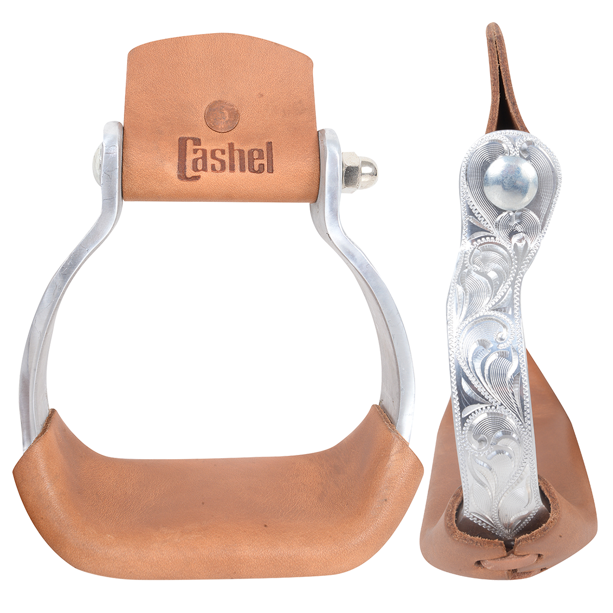 Cashel Aluminum Engraved Youth Slanted Stirrup 2-inch Deep