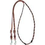 Laced Barrel Rein, Thick Buckle and Keeper Snap Ends