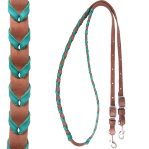 Laced Barrel Rein, Thick Buckle and Keeper Snap Ends