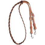 Laced Barrel Rein, Thick Buckle and Keeper Snap Ends