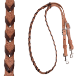 Laced Barrel Rein, Thick Buckle and Keeper Snap Ends