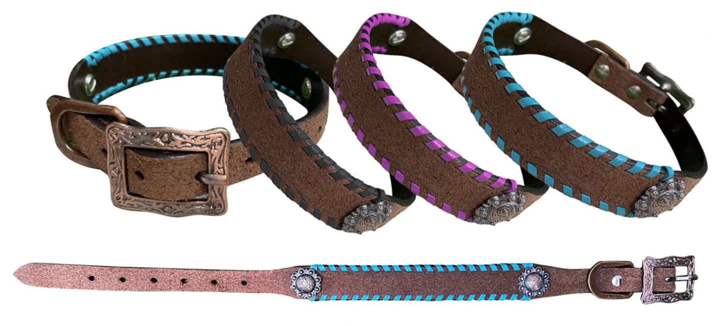 Genuine Leather 1" Rawhide Laced Dog Collar