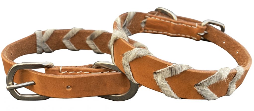 Leather Dog Collar w/ Hair on Hide Lacing