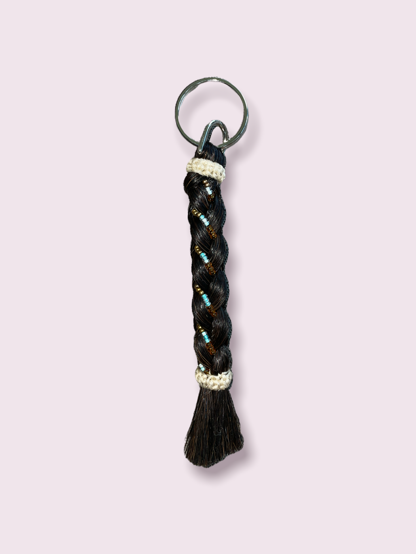 Horsehair Keychain w/ French Braid & Beads