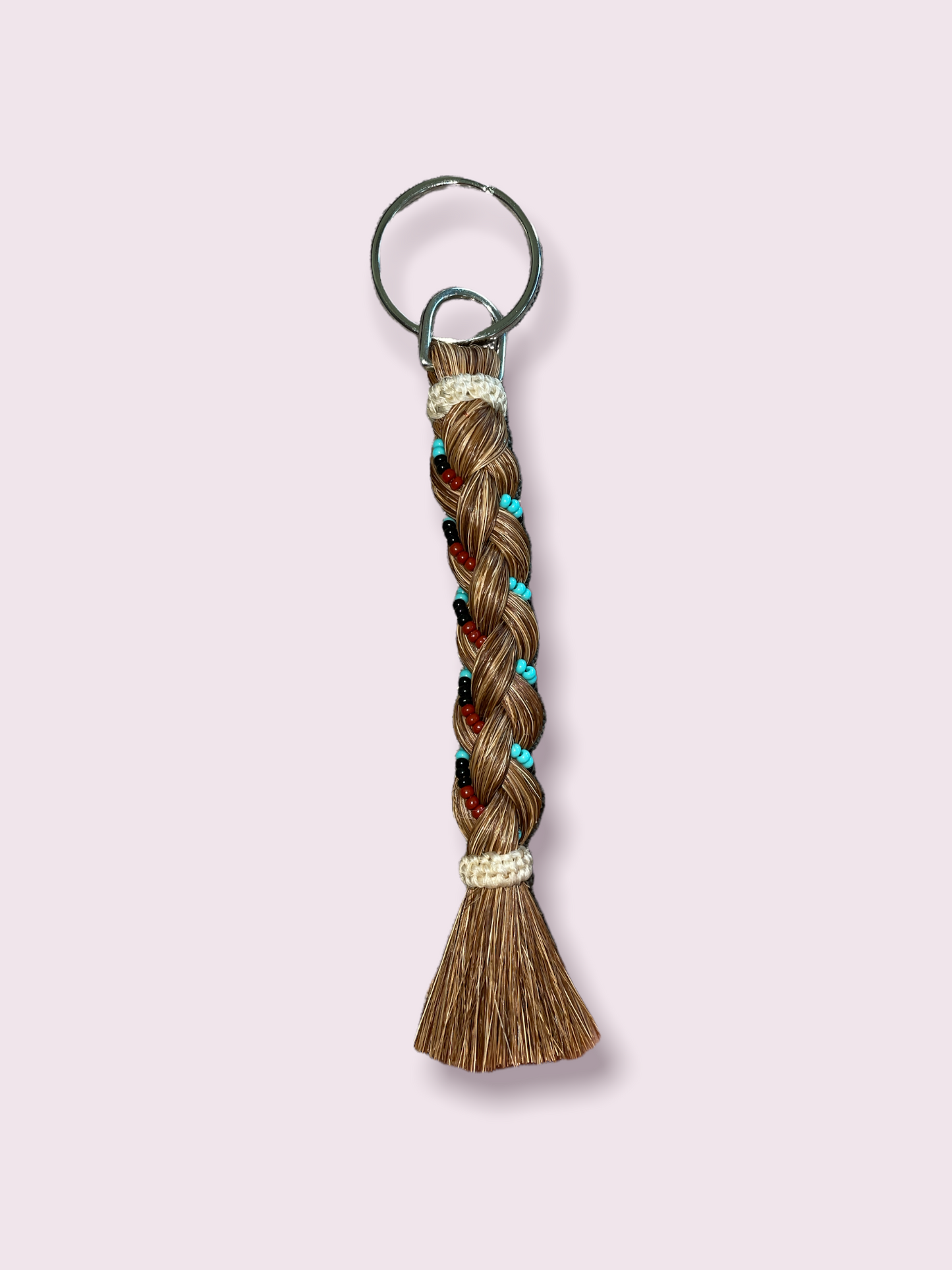 Horsehair Keychain w/ French Braid & Beads