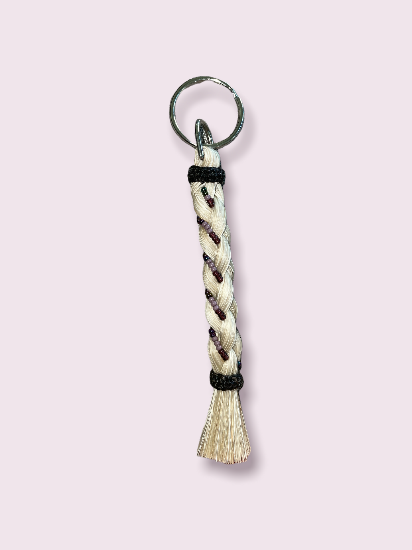 Horsehair Keychain w/ French Braid & Beads