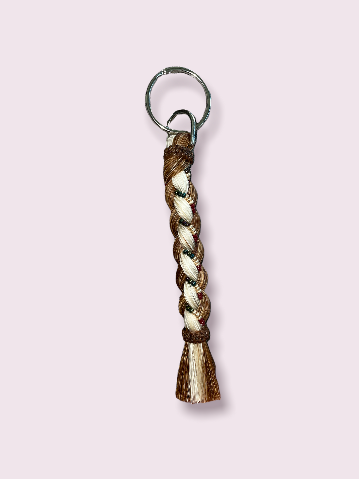 Horsehair Keychain w/ French Braid & Beads