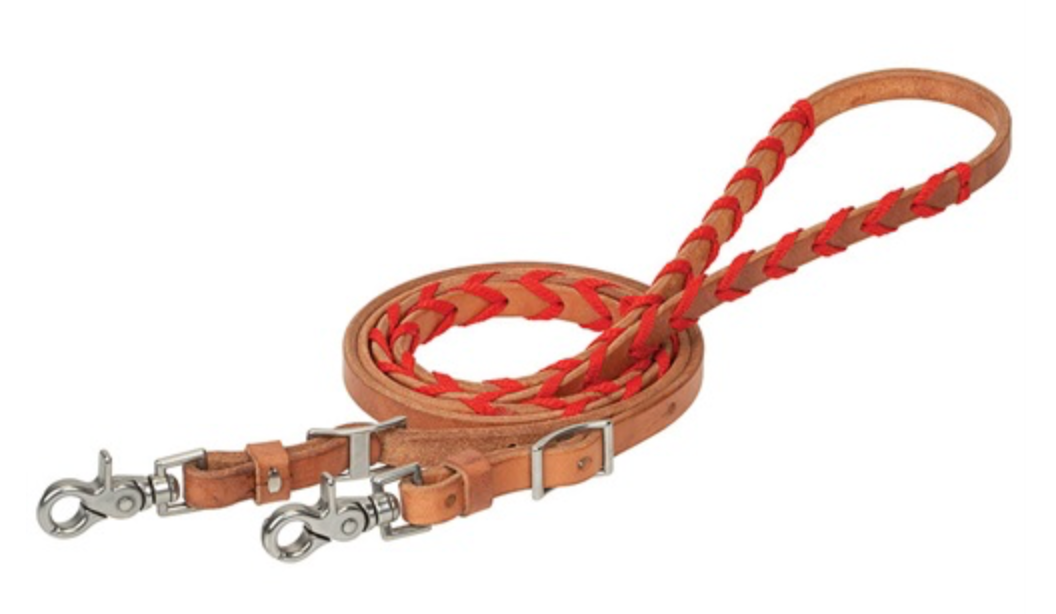 Laced Barrel Rein with Polyester Shoe Lacing