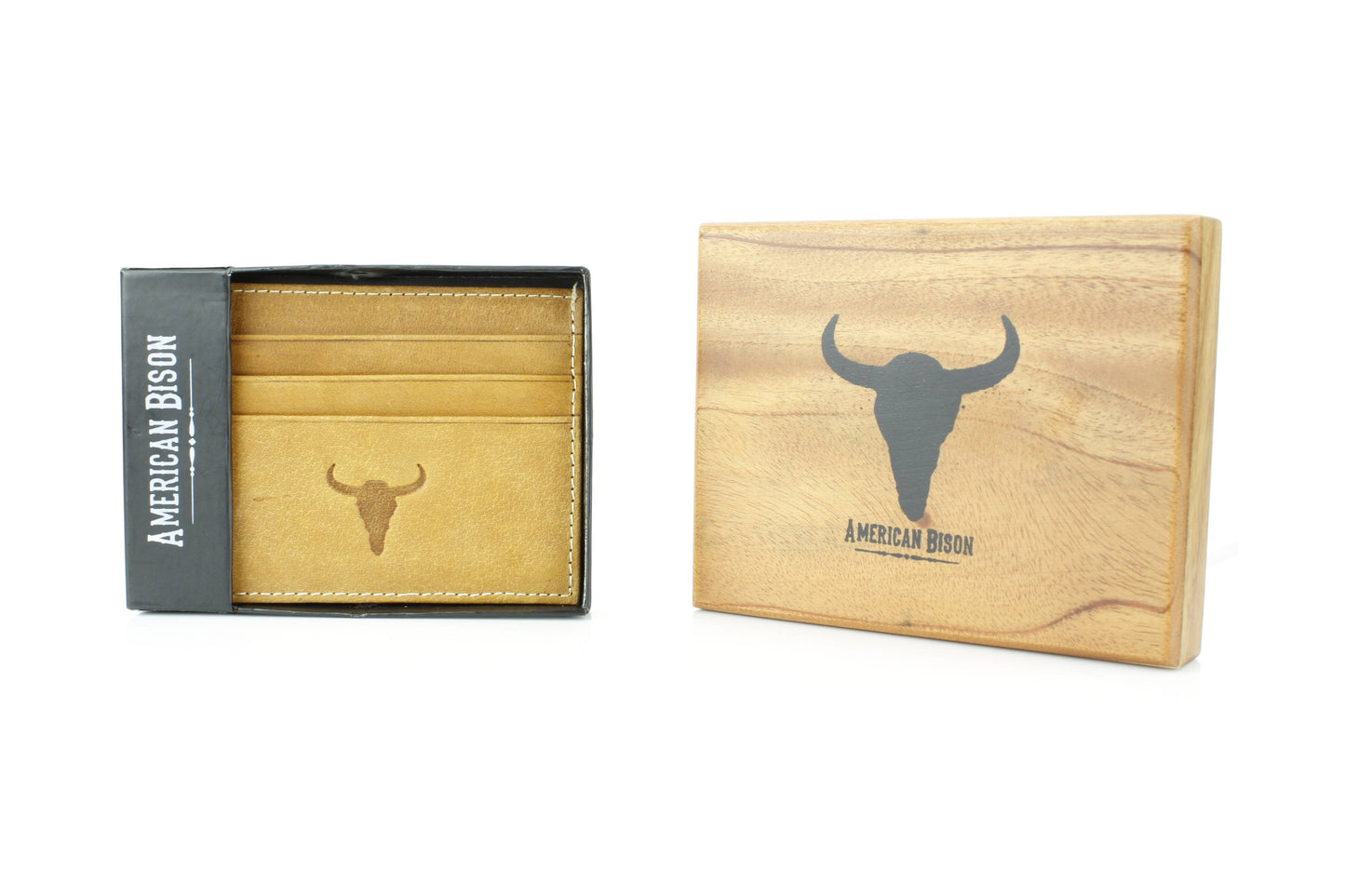 Men’s Credit Card Holder with Bison Skull