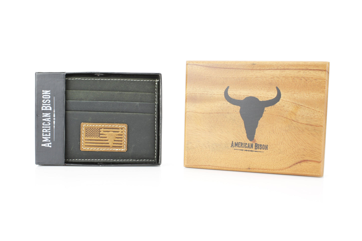 Credit Card Holder with Flag & Bison Skull