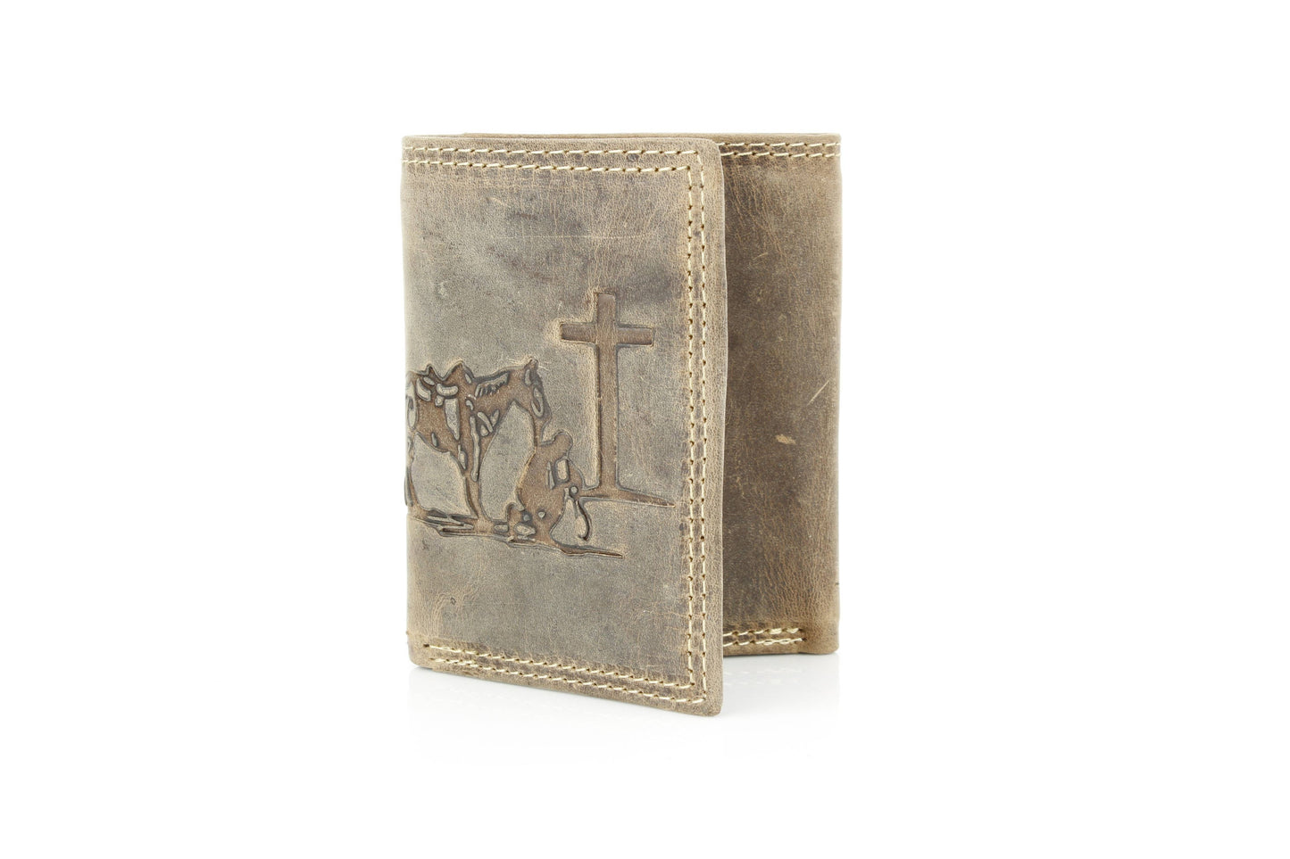 Men’s Tri-Fold Wallet with Cowboy Emboss