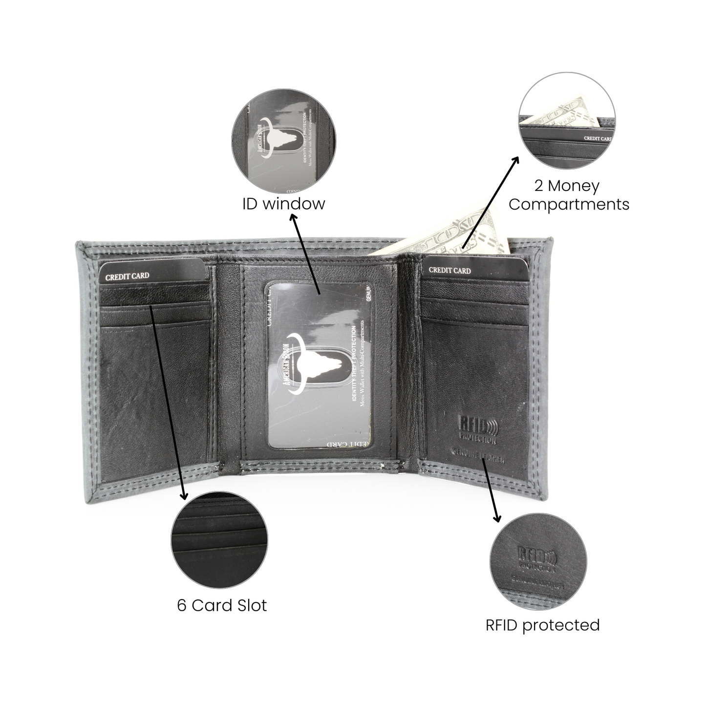 Men’s Tri-Fold Wallet with Cowboy Emboss