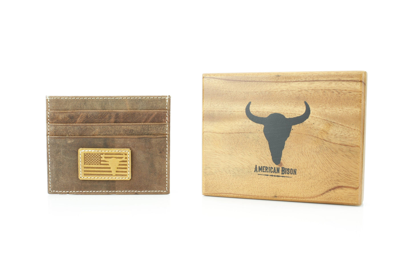 Credit Card Holder with Flag & Bison Skull