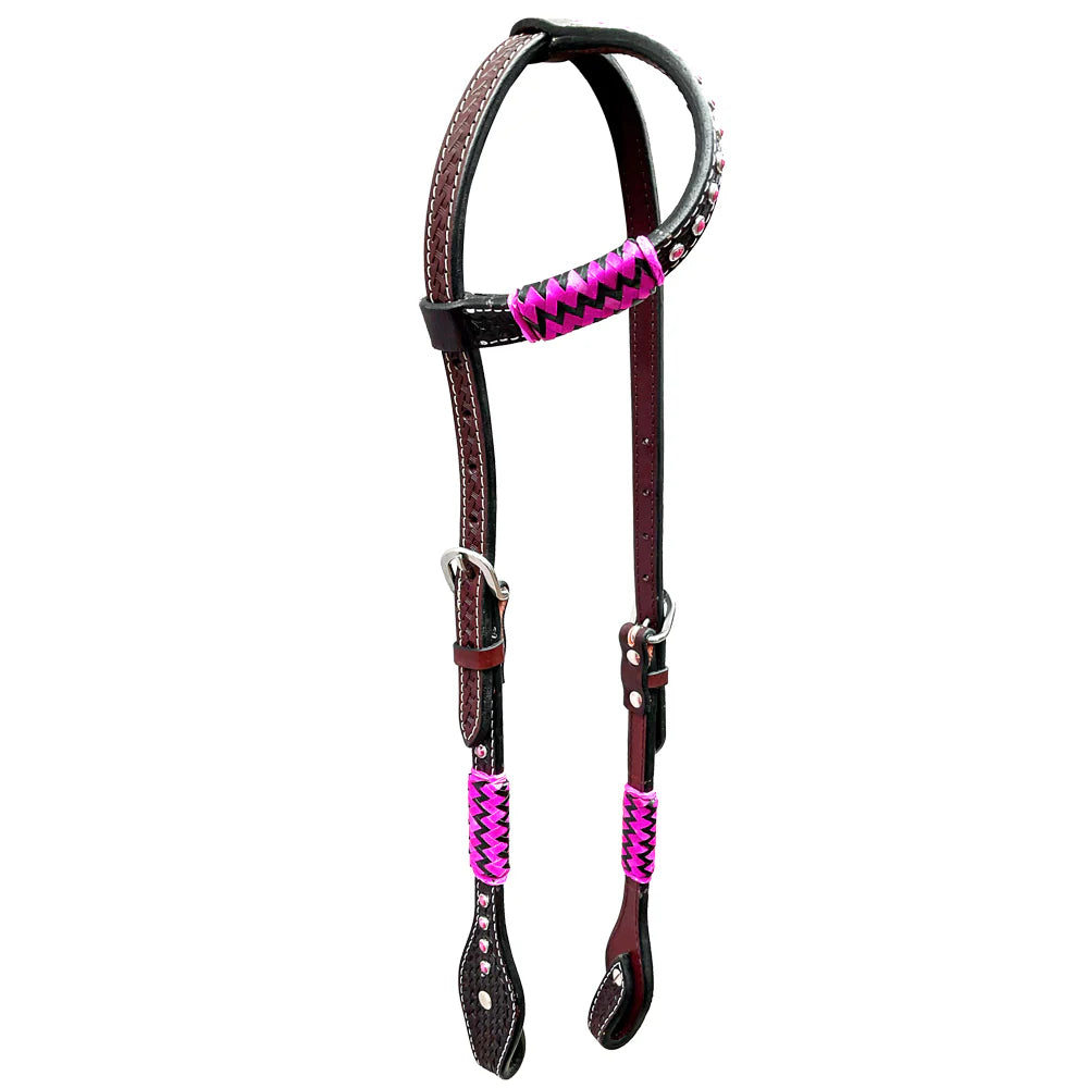 Pink Rawhide Single Ear Headstall