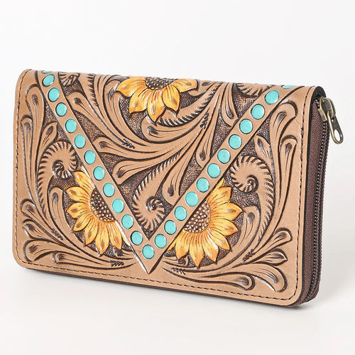 Tooled Sunflower & Turquoise Wallet