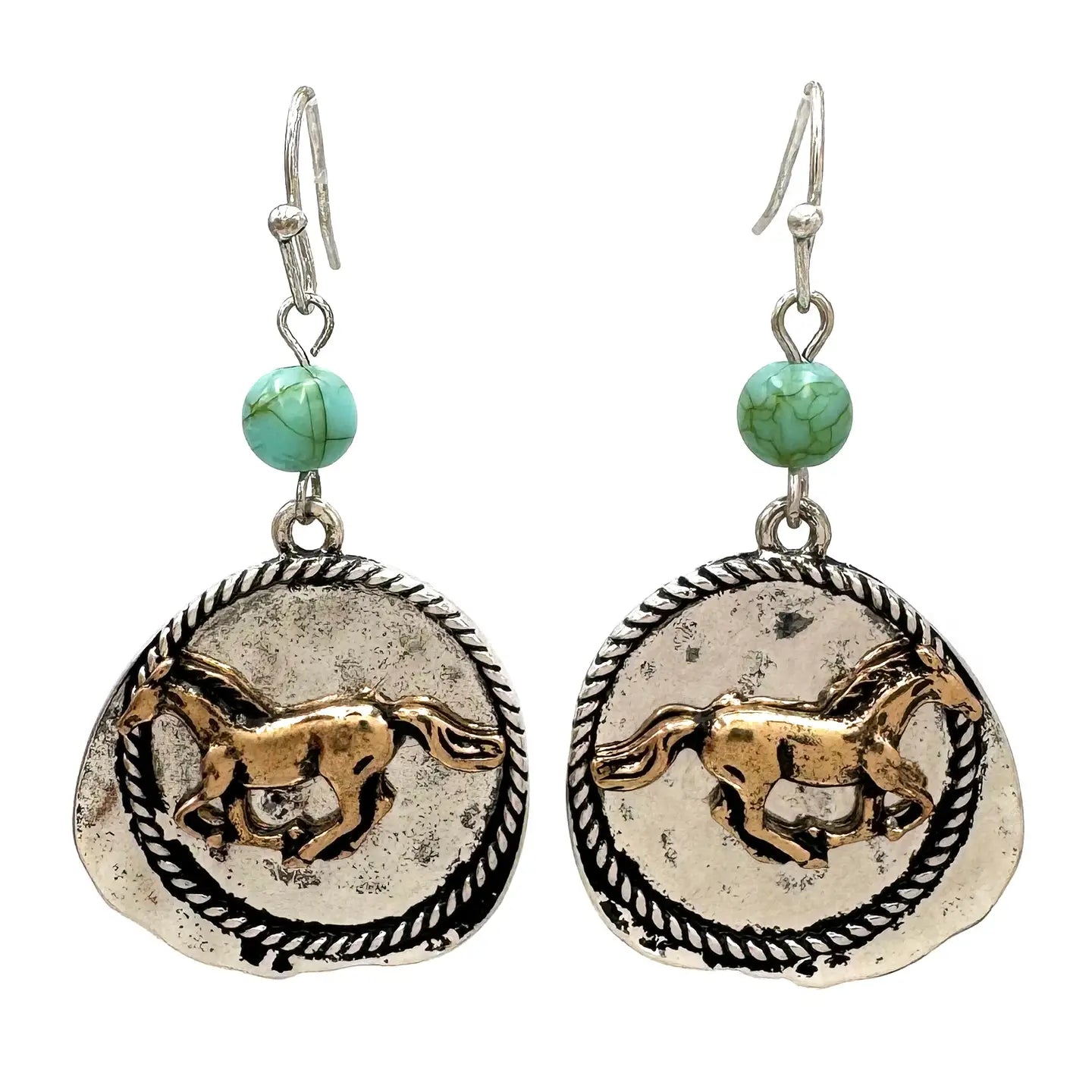 Horse on Metal Plate Earrings