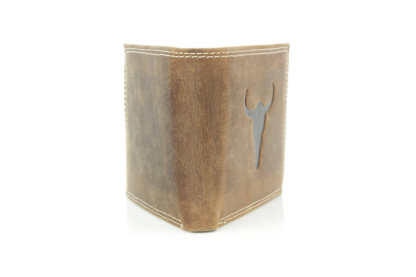 Men’s Bi-Fold Wallet with Embossed Bison Skull