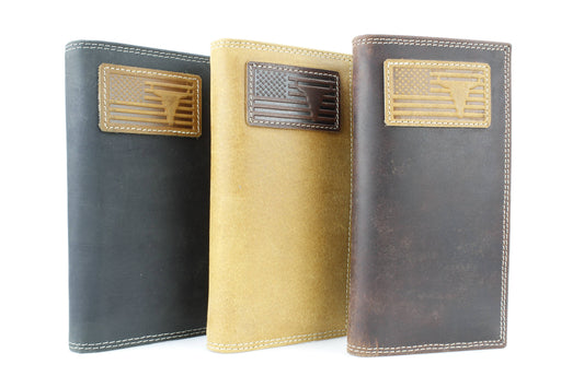 Rodeo Wallet with Flag & Bison Skull