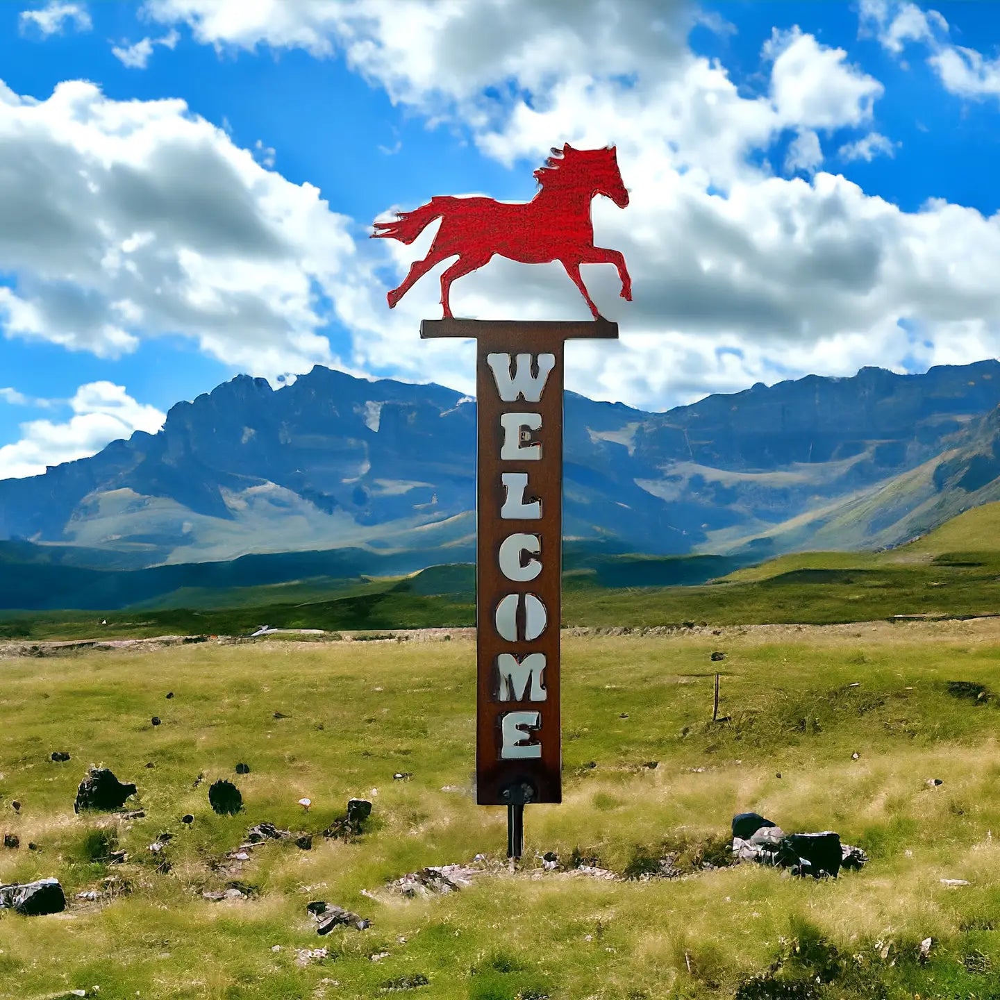 Horse Lawn Stake Welcome Sign