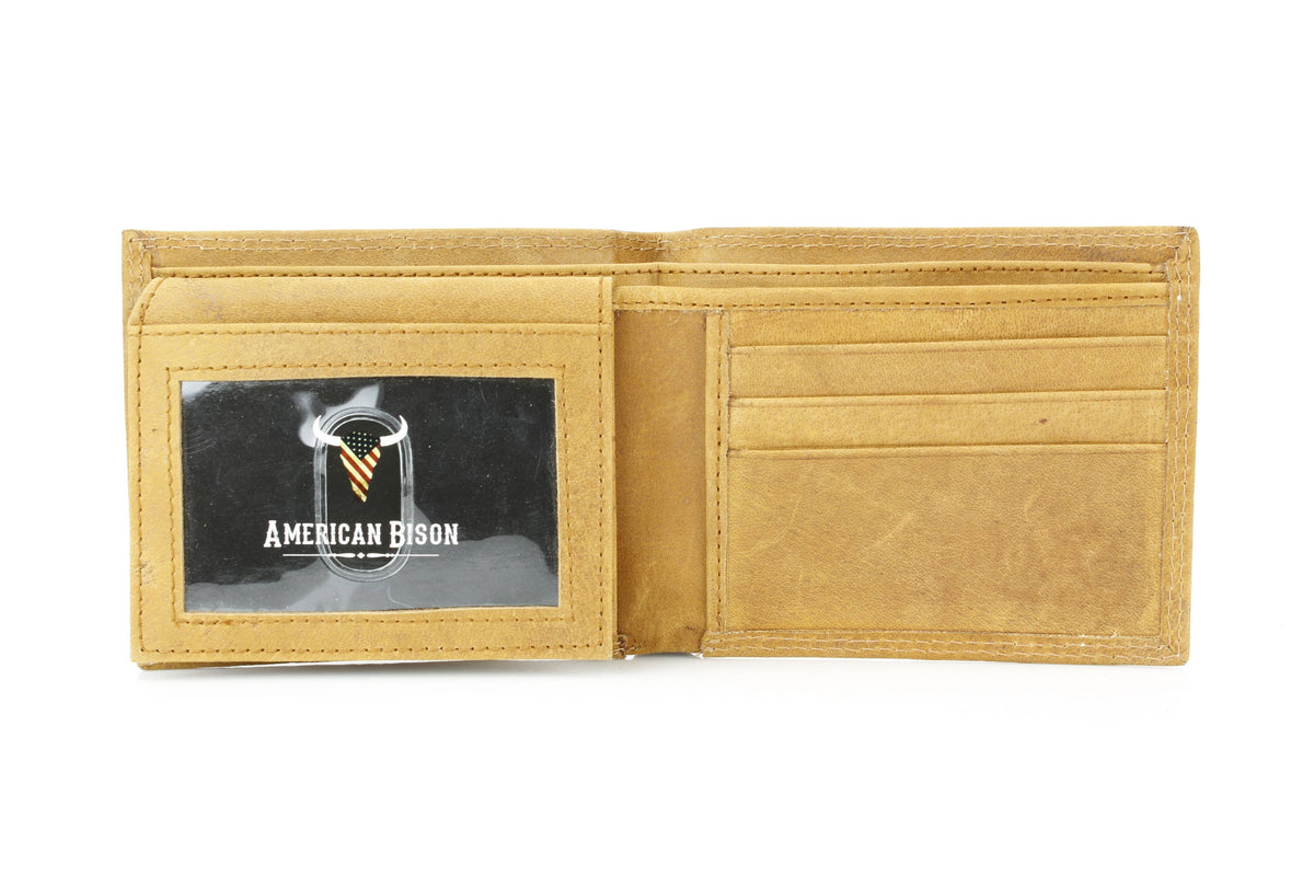 Men’s Bi-Fold Wallet with Embossed Bison Skull