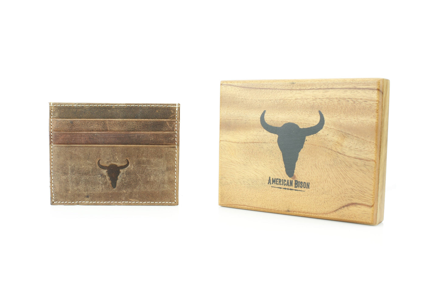 Men’s Credit Card Holder with Bison Skull