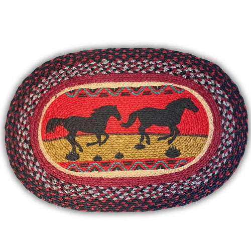 Running Horses Braided Jute Floor Rug