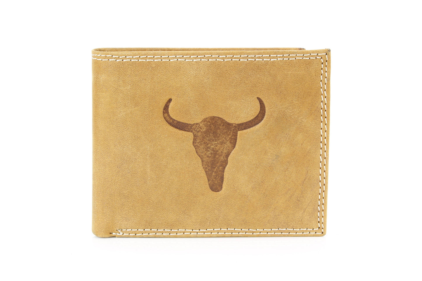 Men’s Bi-Fold Wallet with Embossed Bison Skull