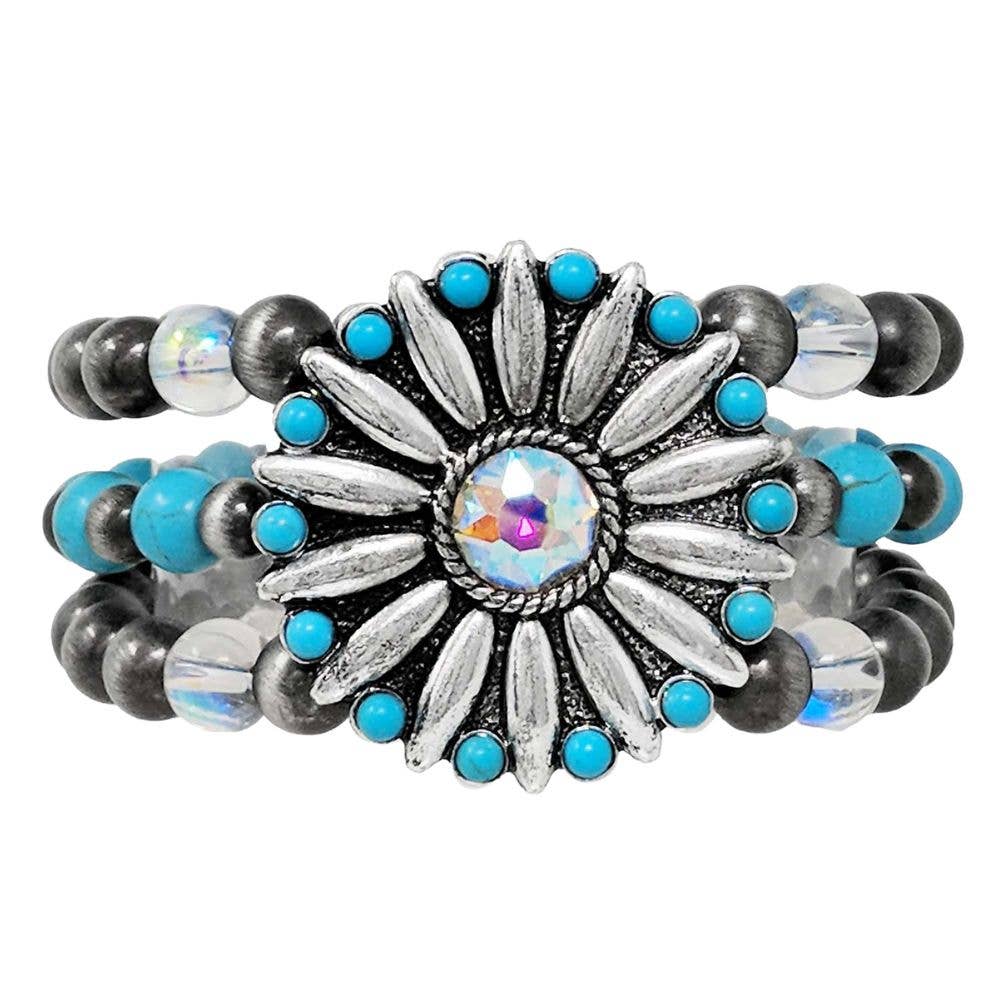 WESTERN CONCHO BEADED BRACELET