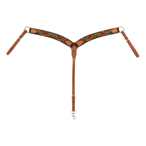 Turquoise Cross Cactus Tooled Contoured Breastcollar
