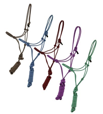 Medium/Large Pony Adjustable Cowboy Knot Halter with Removable Lead