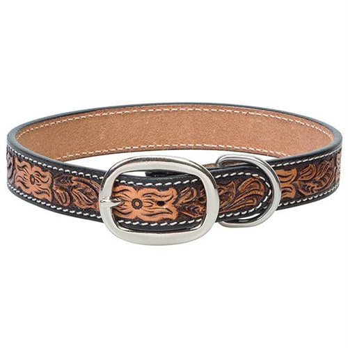 Floral Tooled Dog Collar