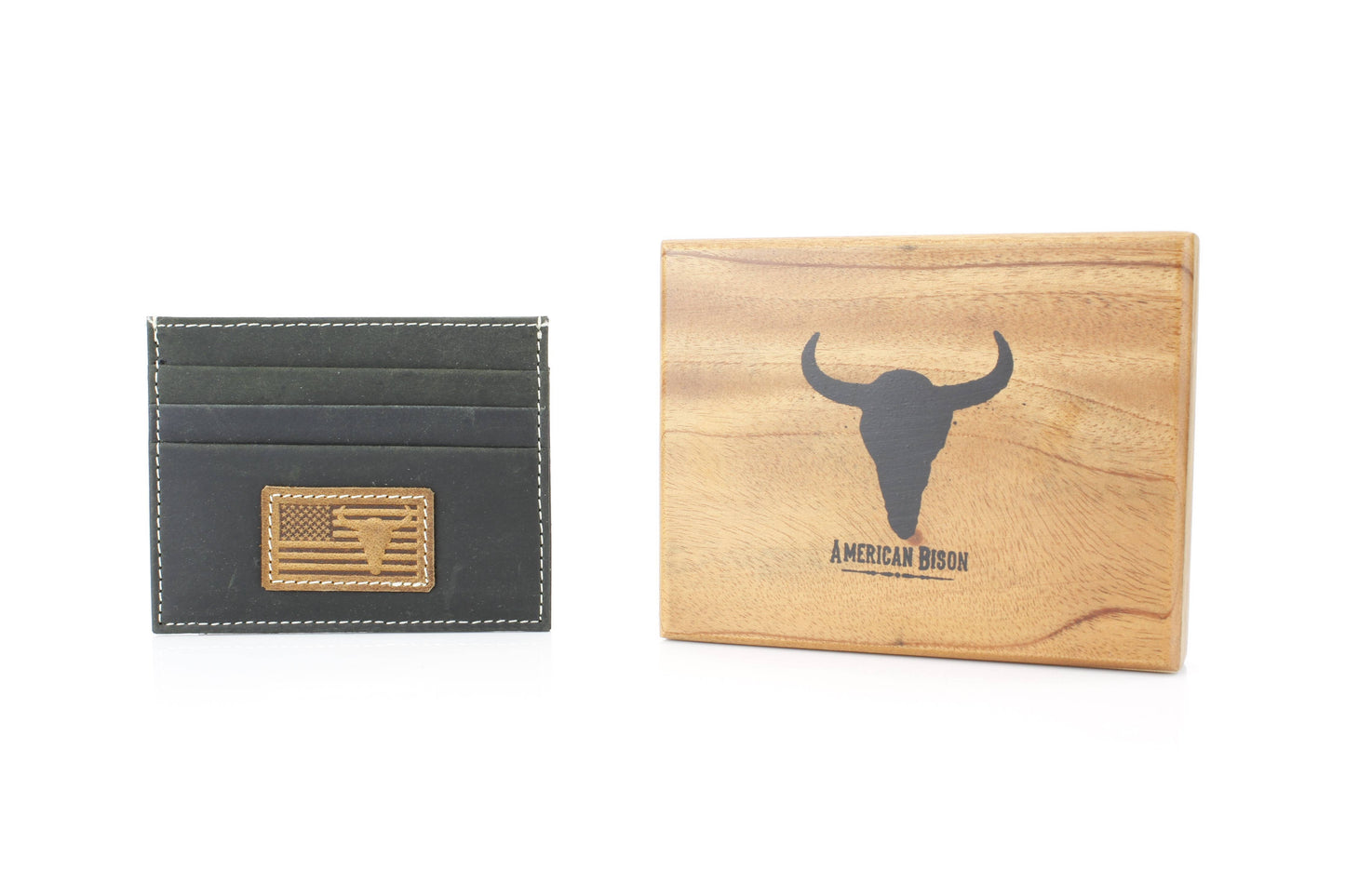 Credit Card Holder with Flag & Bison Skull