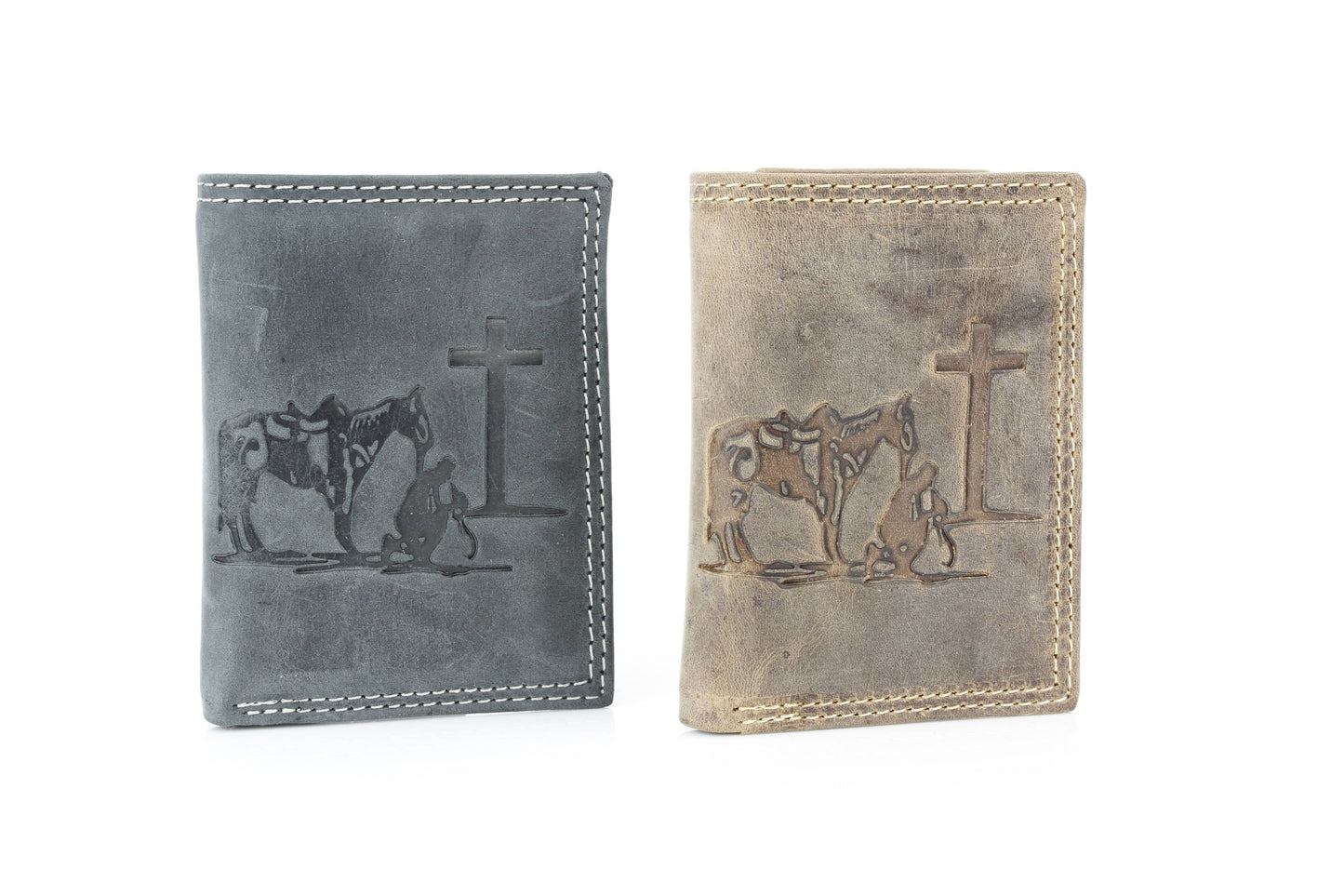 Men’s Tri-Fold Wallet with Cowboy Emboss