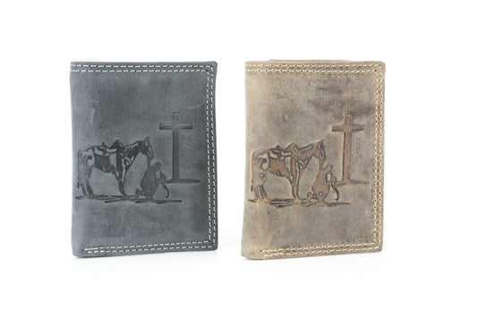 Men’s Tri-Fold Wallet with Cowboy Emboss