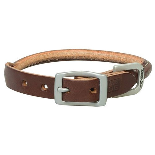 Bridle Leather Rolled Dog Collar