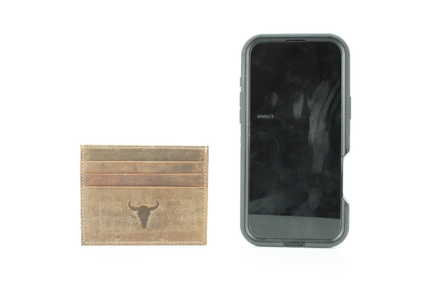 Men’s Credit Card Holder with Bison Skull